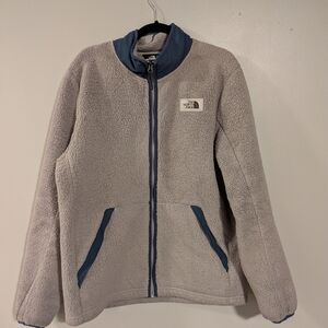 The North Face Gray/Cream/Navy Fleece Jacket Size L